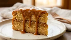 Quick caramel cake with caramel buttercream and a glossy drizzle